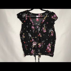 Women’s Black, Floral, Polka Dots Shirt